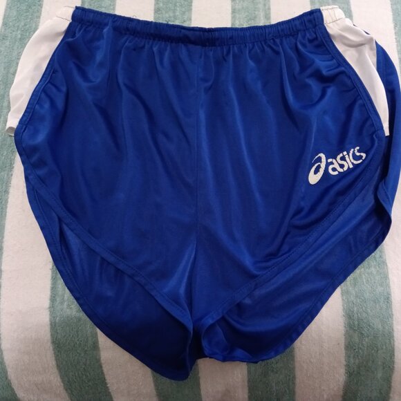 (*) VINTAGE ASICS RUNNING SHORTS, BLUE ASIAN SIZE "L" (32"-33") - (Pre-Owned) - Picture 1 of 7